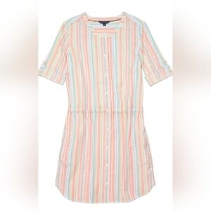 Tommy Hilfiger Shirt‎ Dress Size XL Multicolor Stripe Drawstring Button Front